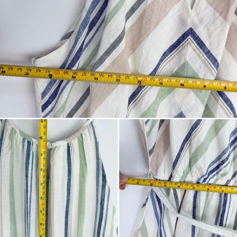 Women's Striped Linen Blend Lined Keyhole Halter Dress Multicolor Size M Miami - Picture 11 of 16
